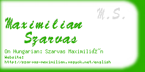 maximilian szarvas business card